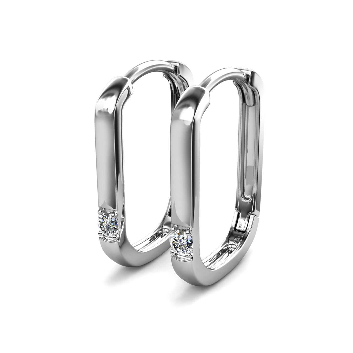Nelio Earrings ME084 WG RG Cyncerity Jewelry with Moissanite, 925 Sterling Silver