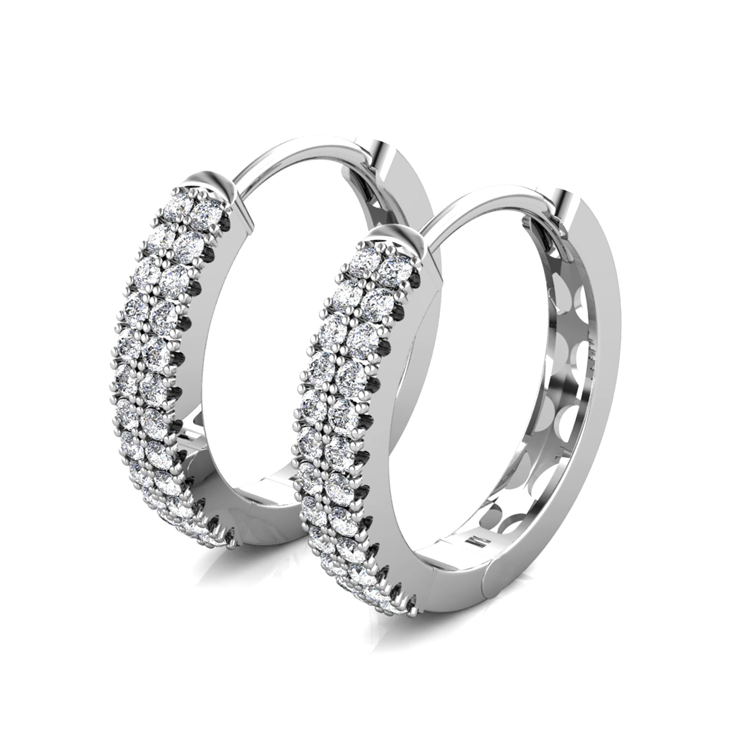 Fila Clip Earrings ME172 WG RG Cyncerity Jewelry with Moissanite, 925 Sterling Silver