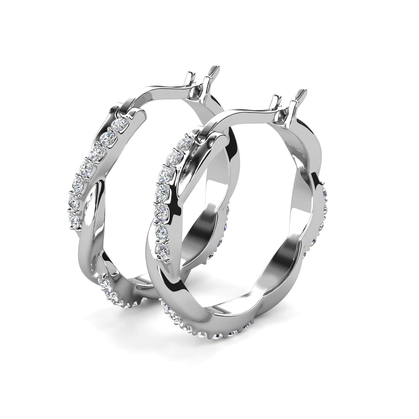 Twiselle Earrings ME092 WG RG Cyncerity Jewelry with Moissanite, 925 Sterling Silver