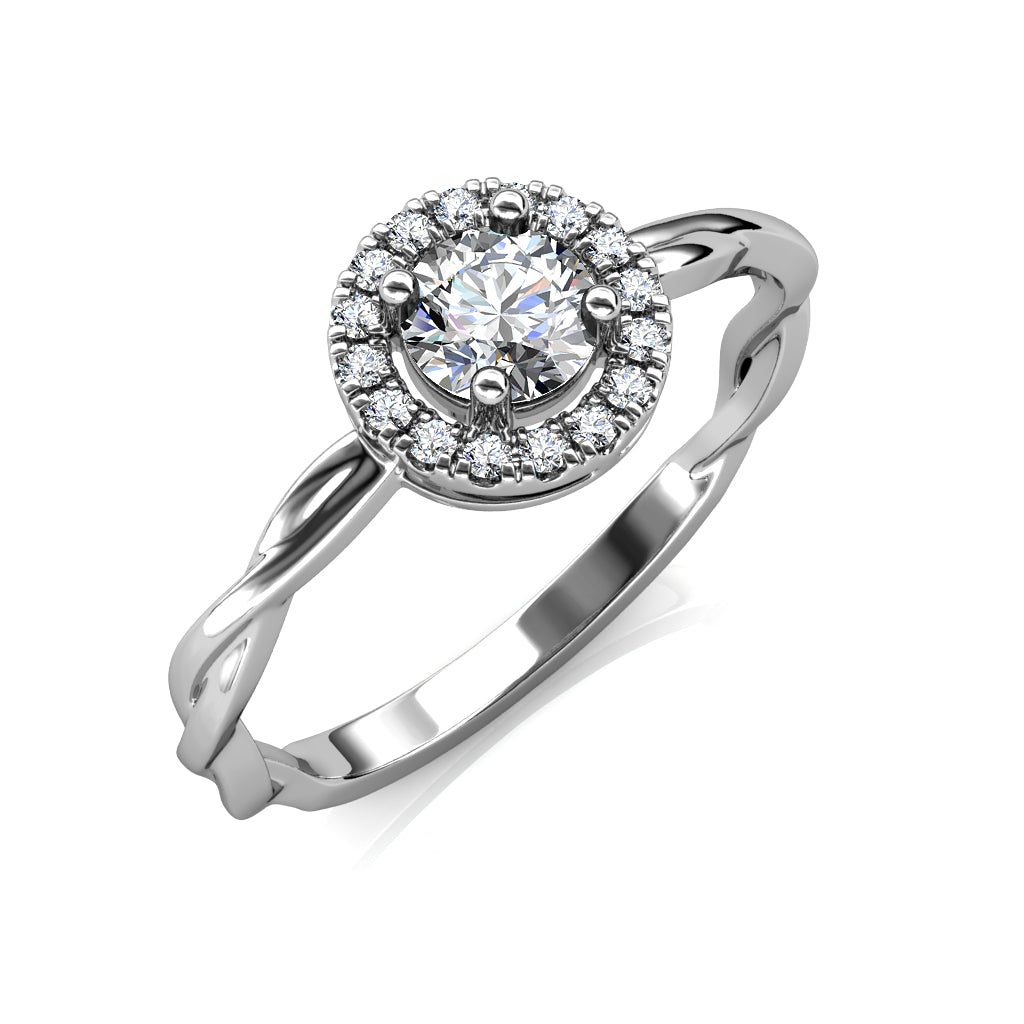 Twisted Kreis Ring MR031 WG RG Cyncerity Jewelry with Moissanite, 925 Sterling Silver
