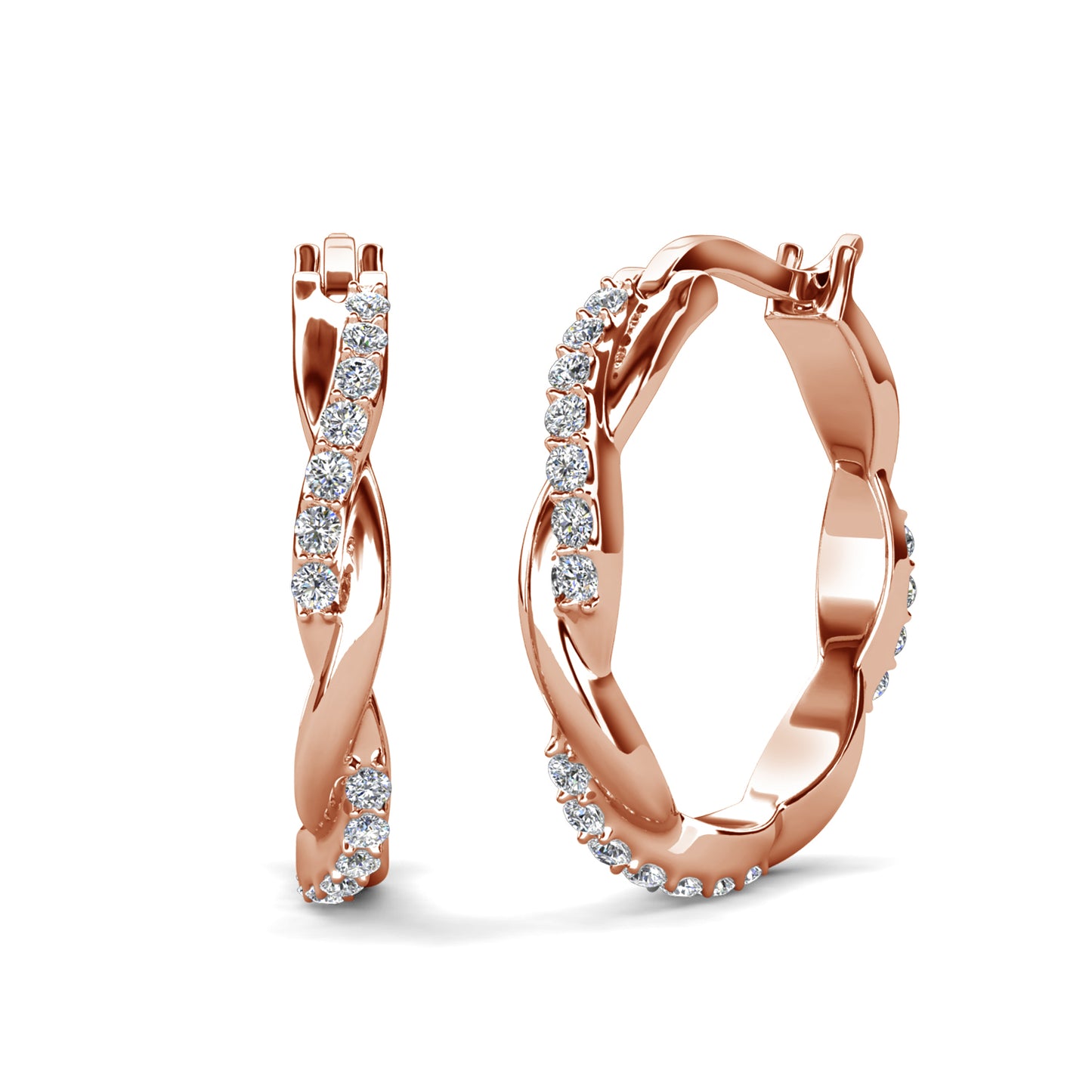 Twiselle Earrings ME092 WG RG Cyncerity Jewelry with Moissanite, 925 Sterling Silver