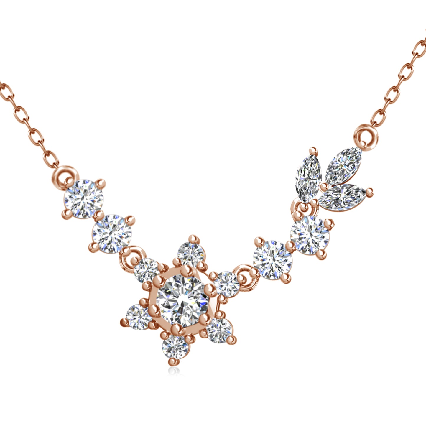 Estrella Pendant MP142 WG RG Cyncerity Jewelry with Moissanite, 925 Sterling Silver