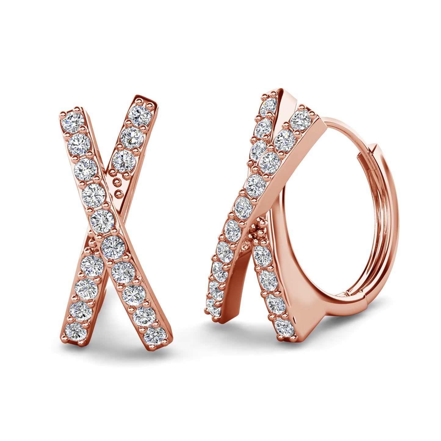 Xquisite Earrings ME091 WG RG Cyncerity Jewelry with Moissanite, 925 Sterling Silver