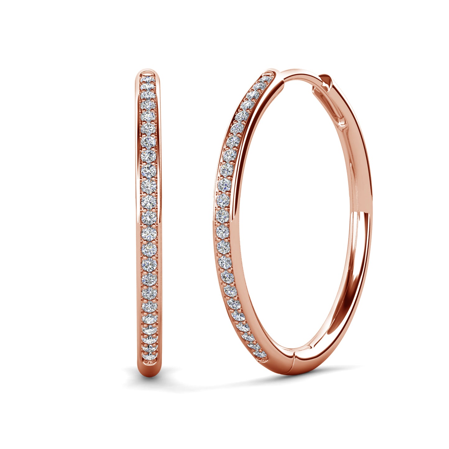 Elise Earrings ME085 WG RG Cyncerity Jewelry with Moissanite, 925 Sterling Silver