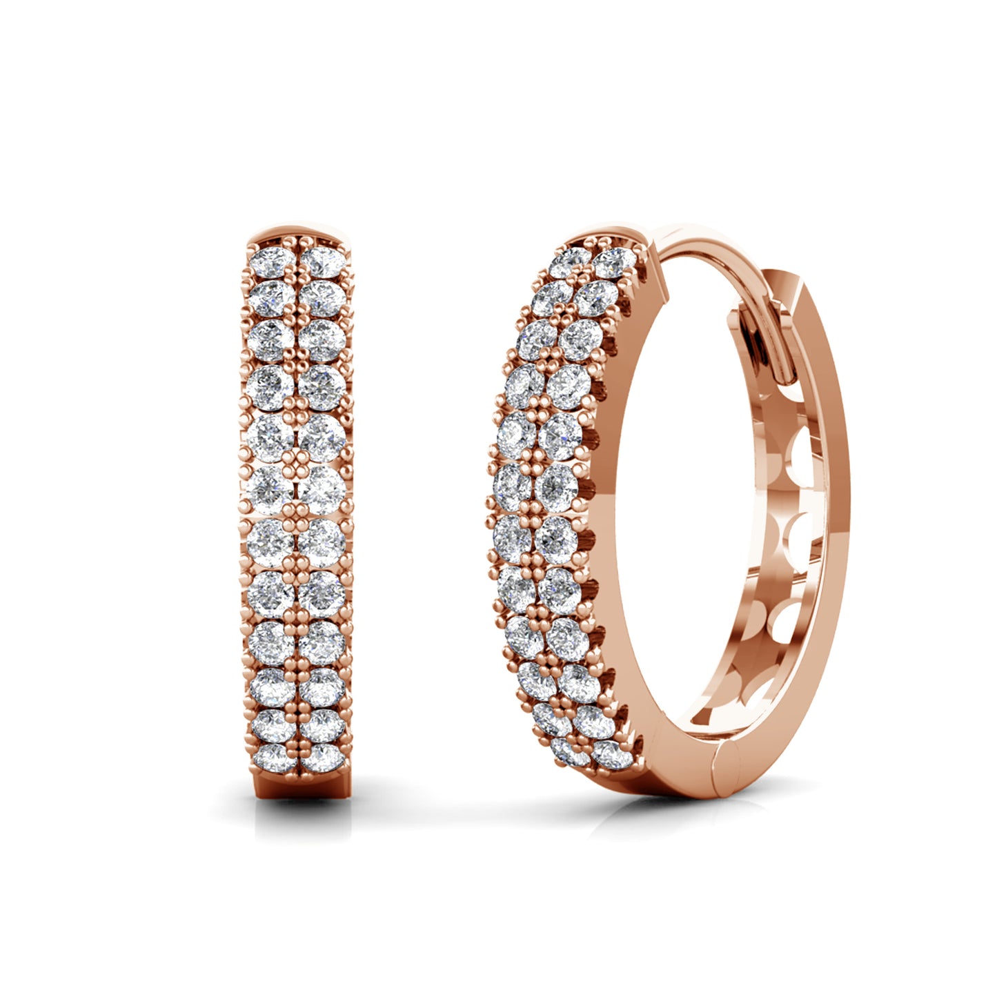 Fila Clip Earrings ME172 WG RG Cyncerity Jewelry with Moissanite, 925 Sterling Silver