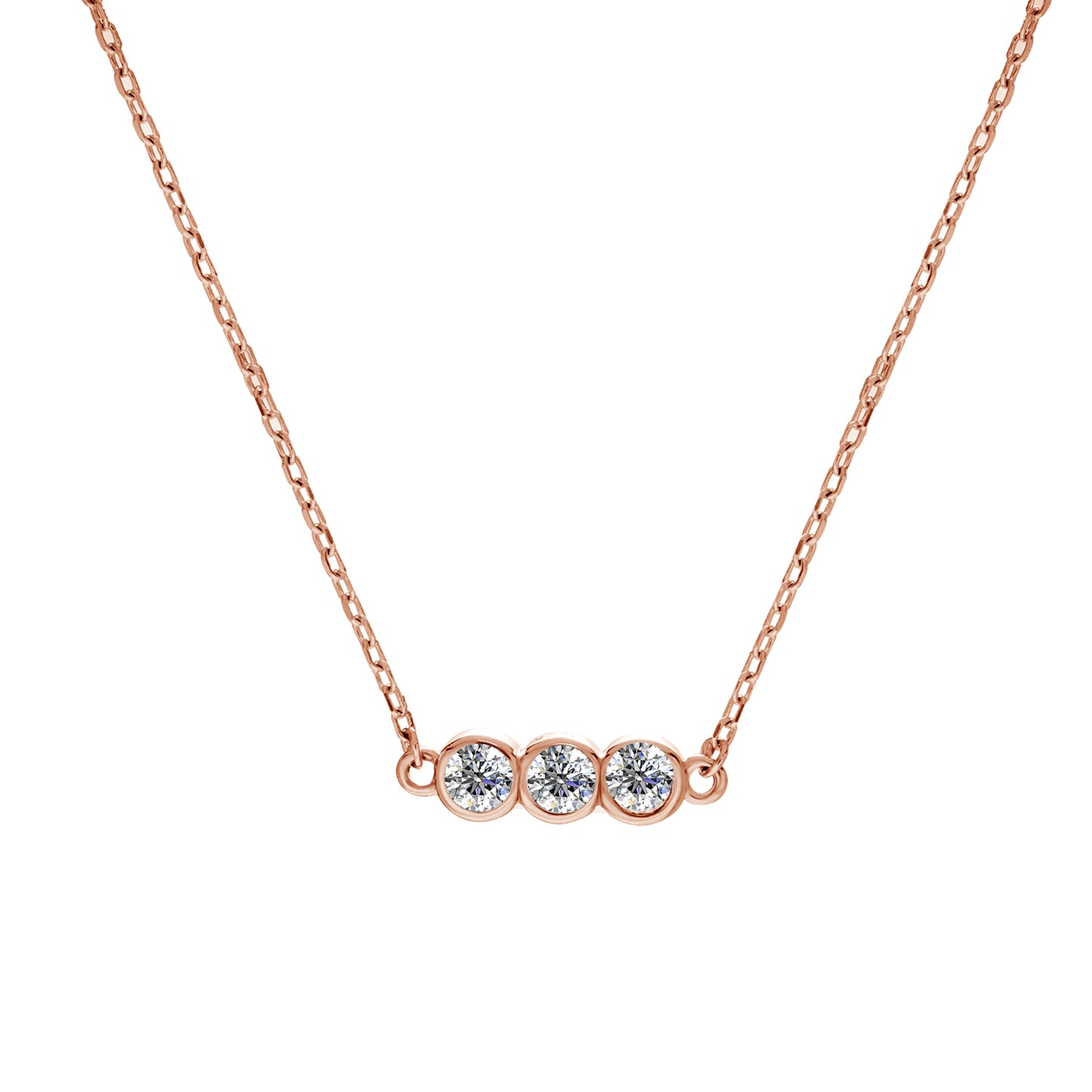 Trio Bonding Pendant MP177 WG RG Cyncerity Jewelry with Moissanite, 925 Sterling Silver