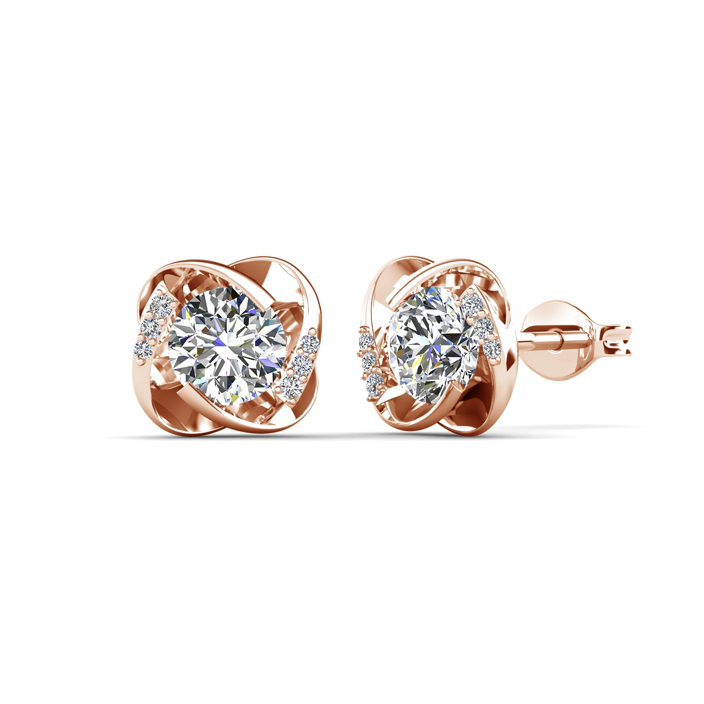 Blume Earrings ME137 WG RG Cyncerity Jewelry with Moissanite, 925 Sterling Silver