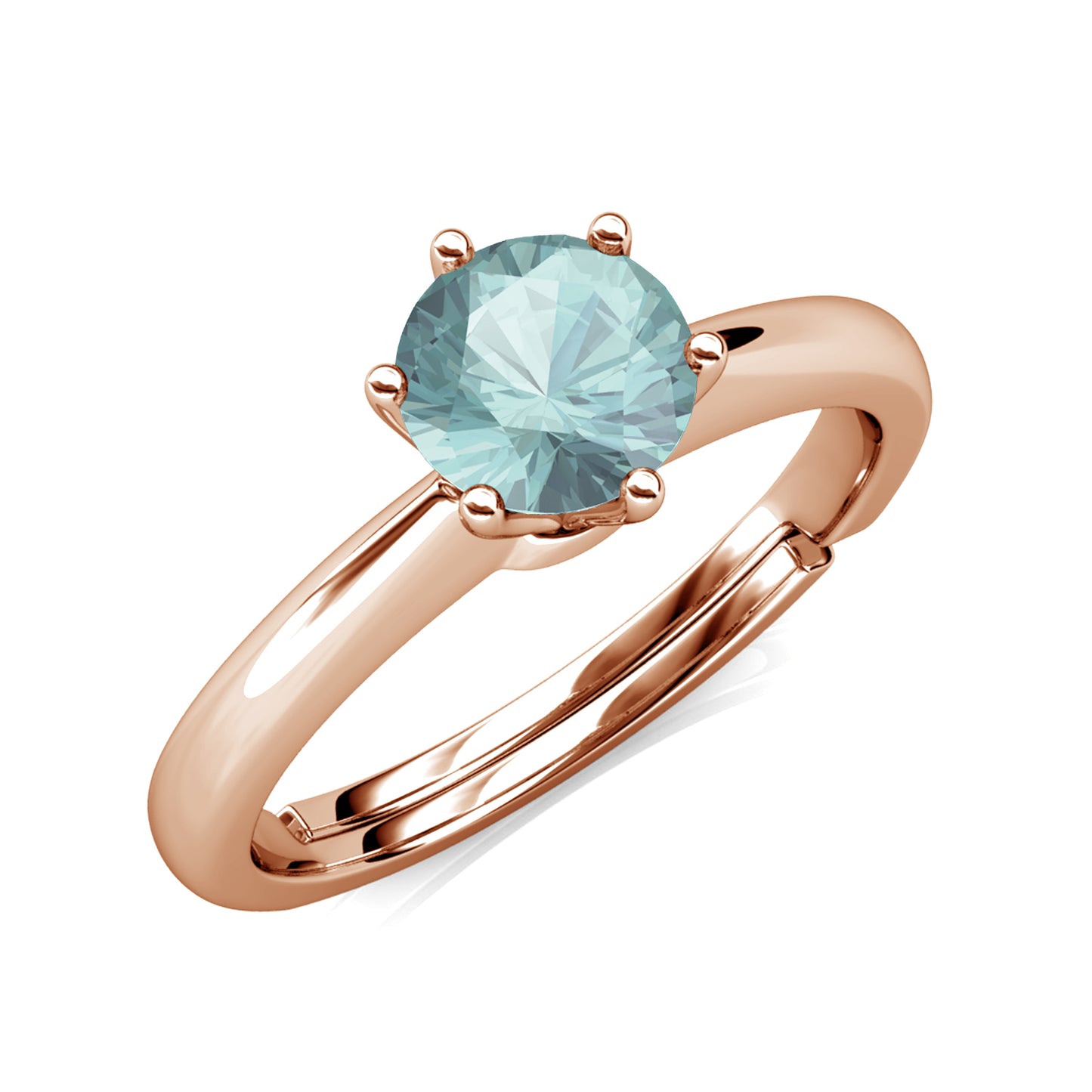 Seis Bleu Ring MR004 WG RG Cyncerity Jewelry with Moissanite, 925 Sterling Silver