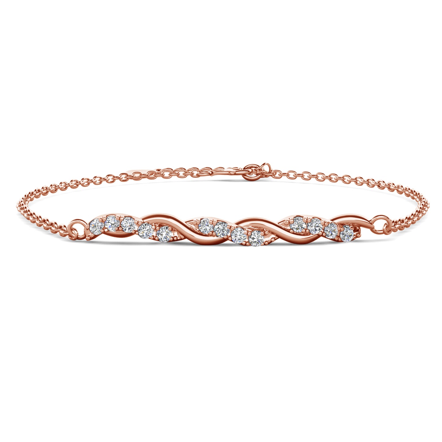 Elysee Bracelet MB024 WG RG Cyncerity Jewelry with Moissanite, 925 Sterling Silver