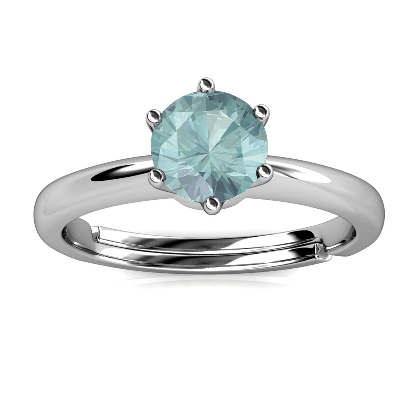 Seis Bleu Ring MR004 WG RG Cyncerity Jewelry with Moissanite, 925 Sterling Silver