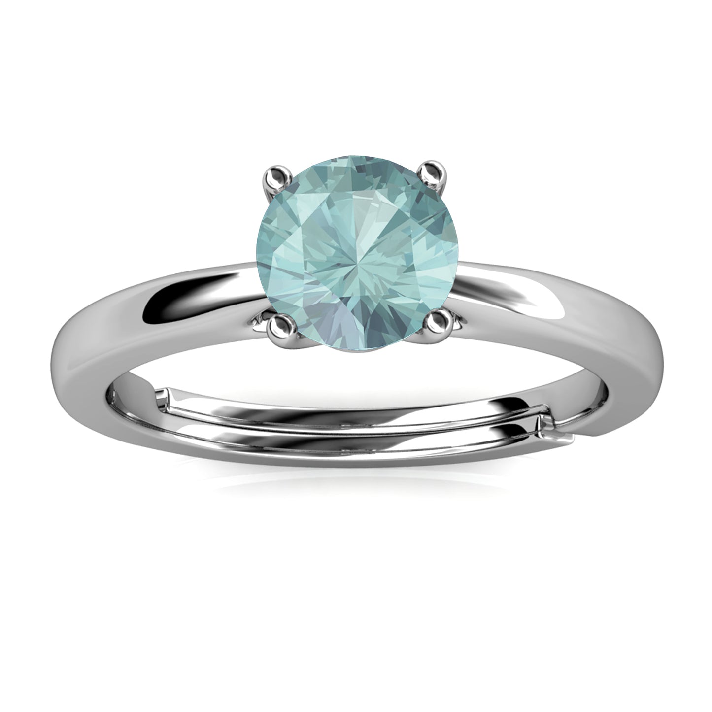 Quatre Bleu Ring MR005 WG RG Cyncerity Jewelry with Moissanite, 925 Sterling Silver