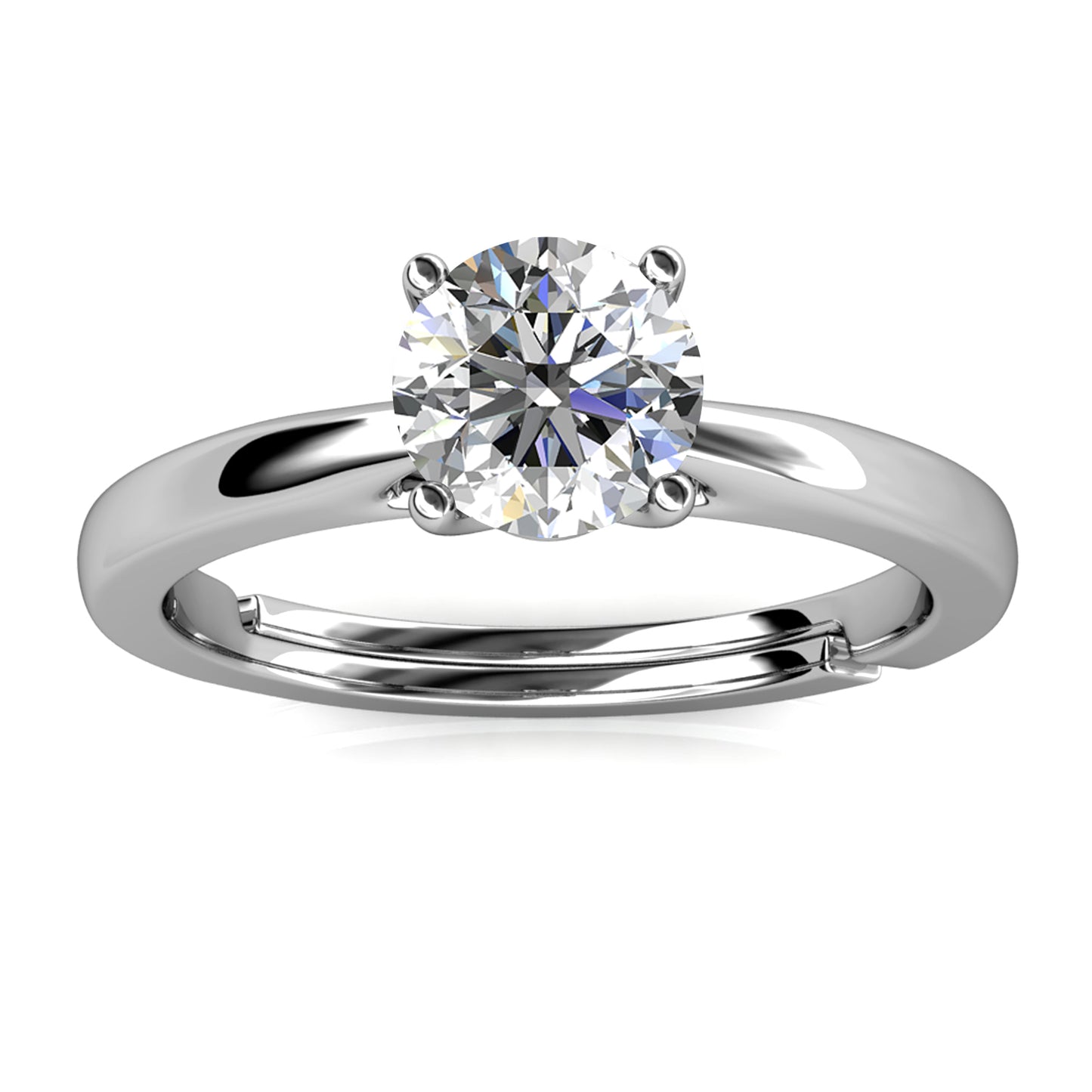 Quatre Bleu Ring MR005 WG RG Cyncerity Jewelry with Moissanite, 925 Sterling Silver