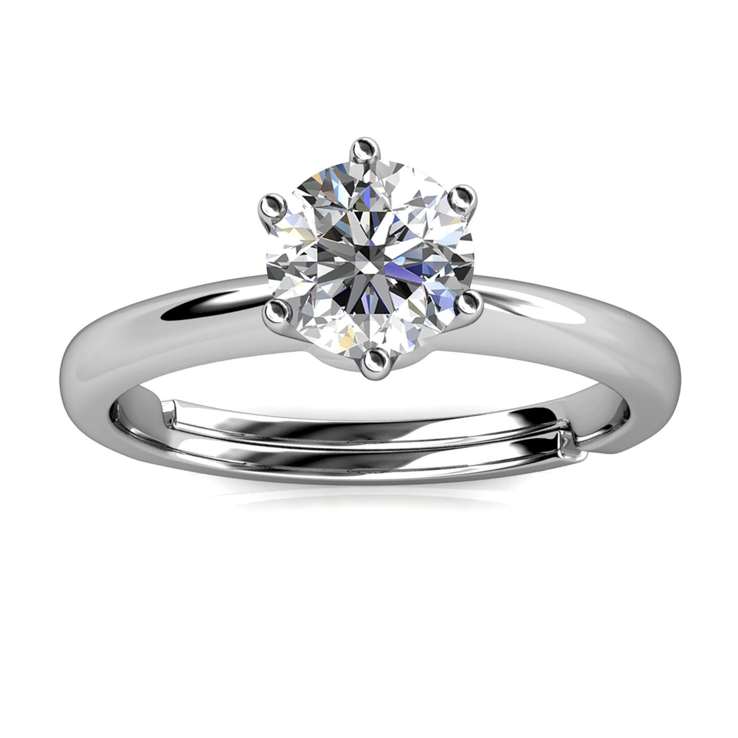Seis Bleu Ring MR004 WG RG Cyncerity Jewelry with Moissanite, 925 Sterling Silver