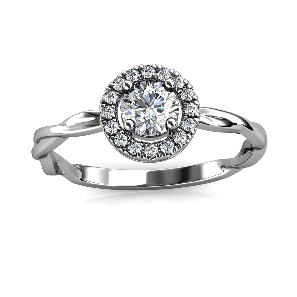 Twisted Kreis Ring MR031 WG RG Cyncerity Jewelry with Moissanite, 925 Sterling Silver