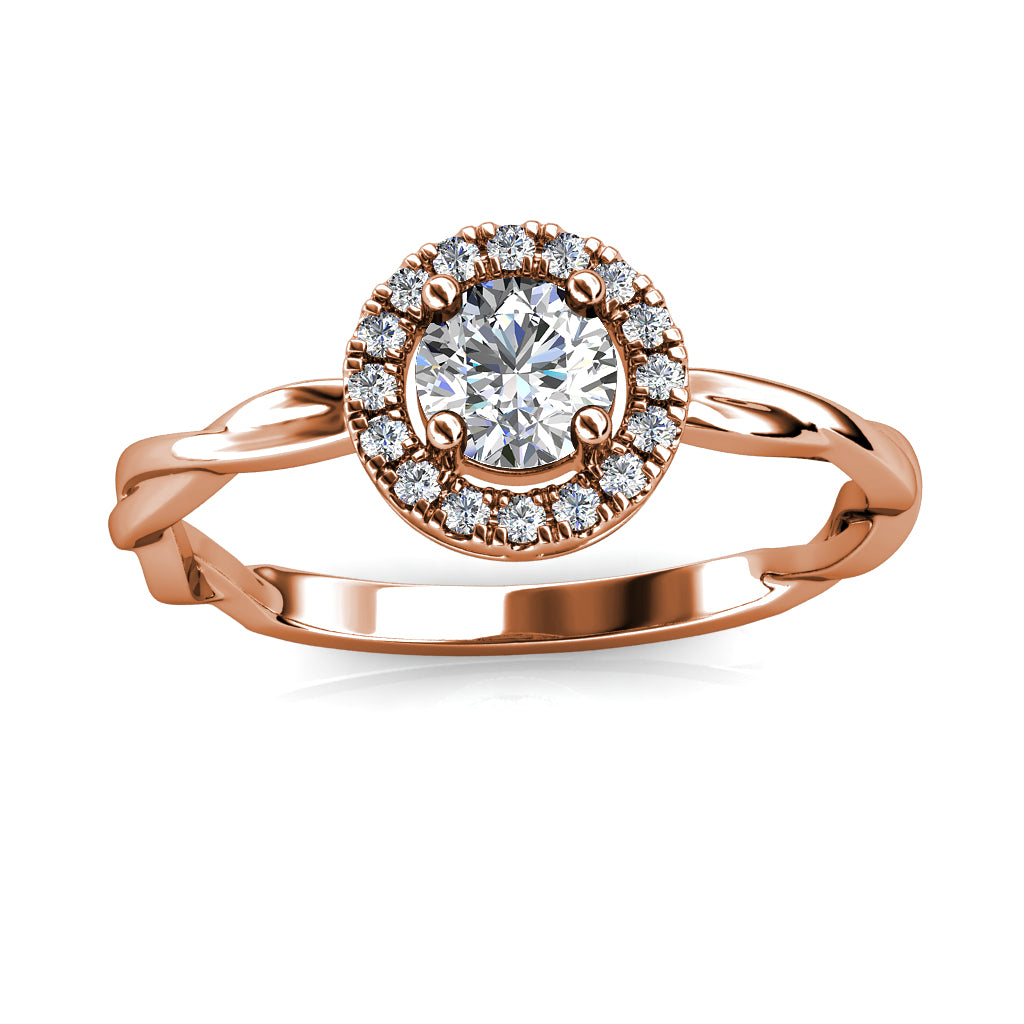 Twisted Kreis Ring MR031 WG RG Cyncerity Jewelry with Moissanite, 925 Sterling Silver