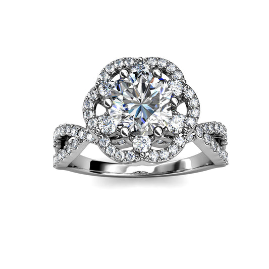 Precious Fleur Ring MR114 WG RG Cyncerity Jewelry with Moissanite, 925 Sterling Silver