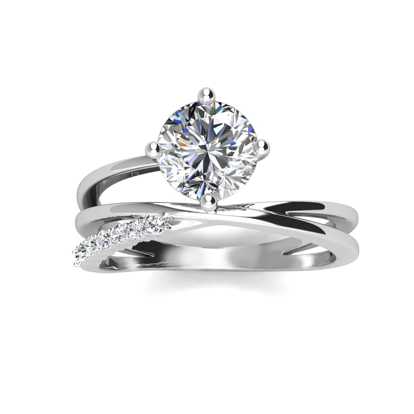 Lumiere Ring MR078 WG RG Cyncerity Jewelry with Moissanite, 925 Sterling Silver