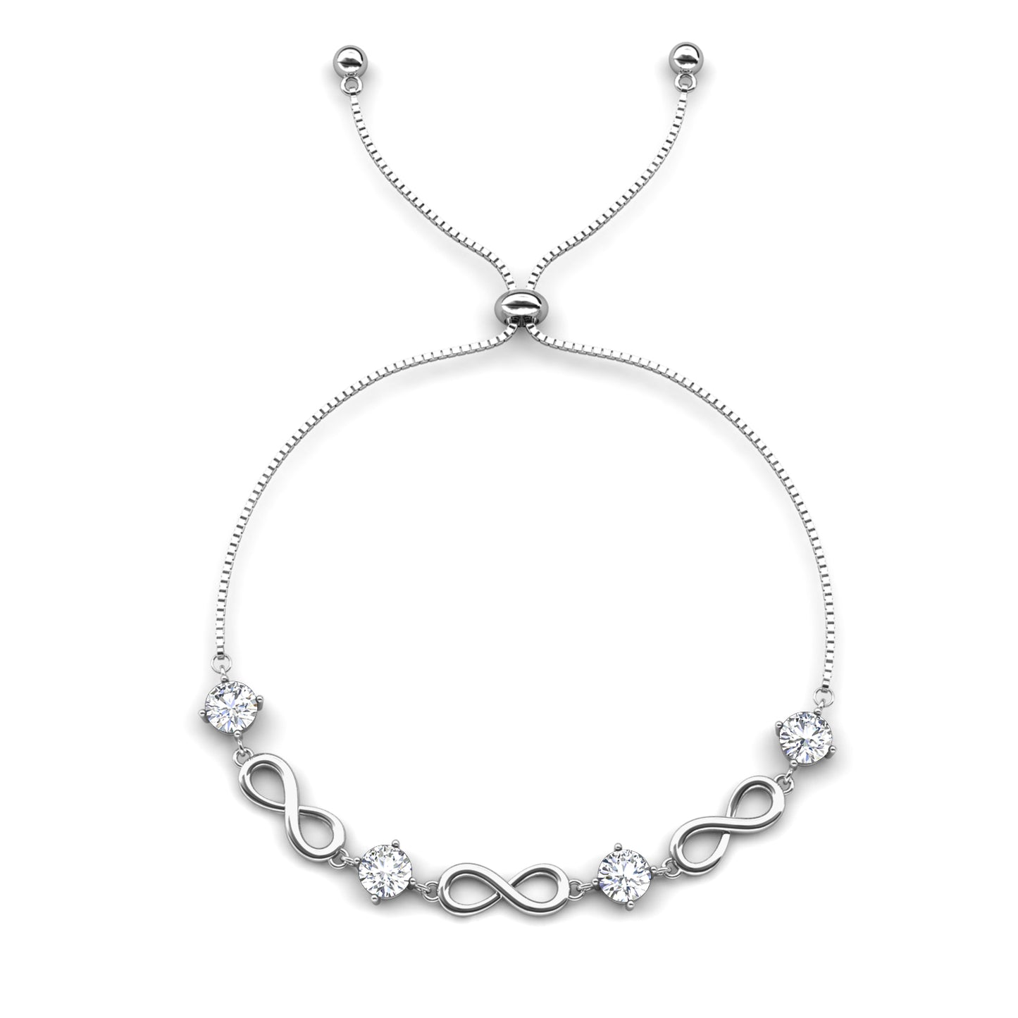Infini Bracelet MB017 WG RG Cyncerity Jewelry with Moissanite, 925 Sterling Silver